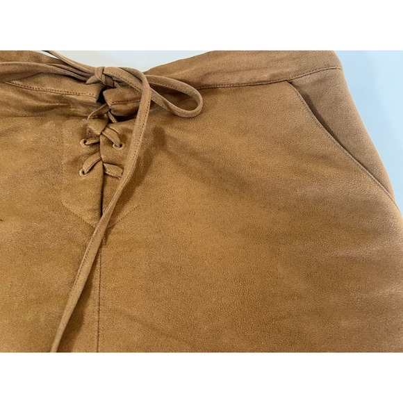 Lauren Conrad Faux Suede Mini Skirt Lace Up Front Pockets Brown - Women's Size 6 - Picture 2 of 7